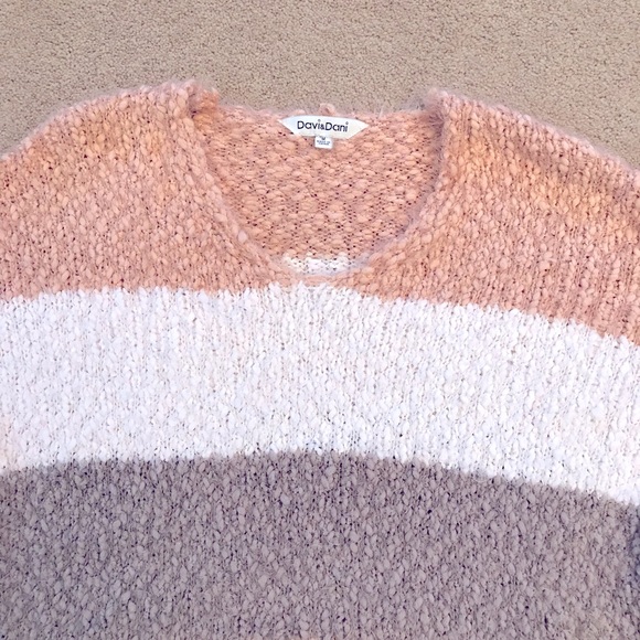 Davi Dani Tunic Long Line Sweater Womens Medium Oversized Popcorn Knit Neutrals - Picture 6 of 13